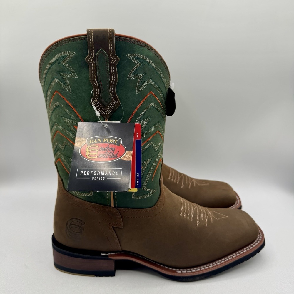 Dan Post Arrowhead Performance Boots Men's Size 12 D Brown Green Leather - Picture 5 of 16
